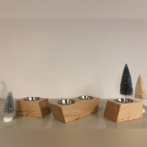 Salvaged Hemlock Wood Plant Holders, Repurposed, 3 pcs set, stainless steel - Picture 2 of 4